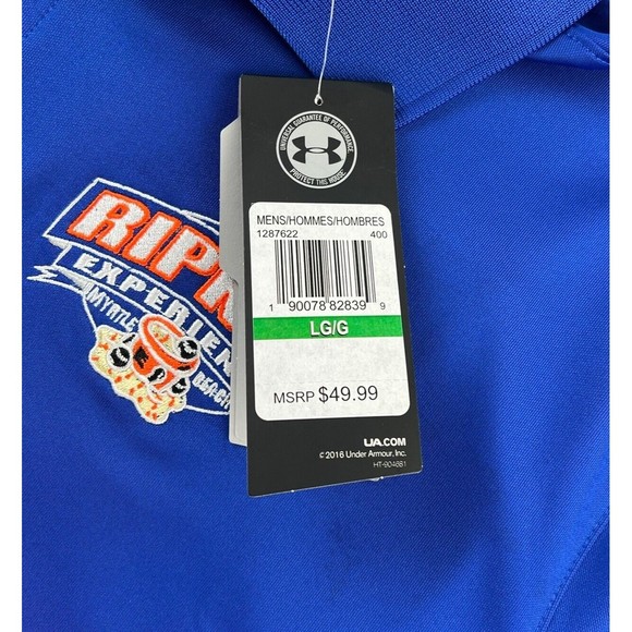 New Under Armour Heat Gear The Ripken Experience Golf Polo Shirt Mens L Blue - Picture 6 of 8